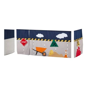 Hoppekids Construction gordijn – halfhoog en stapelbed 90×200