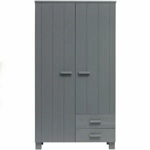 Woood Dennis 2-deurs kledingkast met lades Staalgrijs