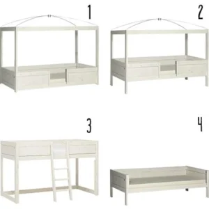 Lifetime 4-in-1 bed met hemel whitewash