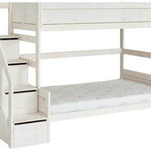 Lifetime familie stapelbed trapkast 90/120 whitewash