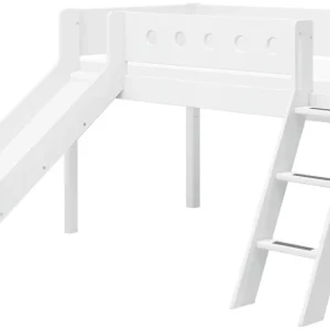 Flexa White Halfhoogslaper m. schuine ladder en glijbaan – wit