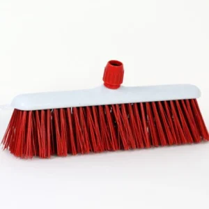 Luva Straatbezem kunststof kunstvezel rood met steelhouder 30cm