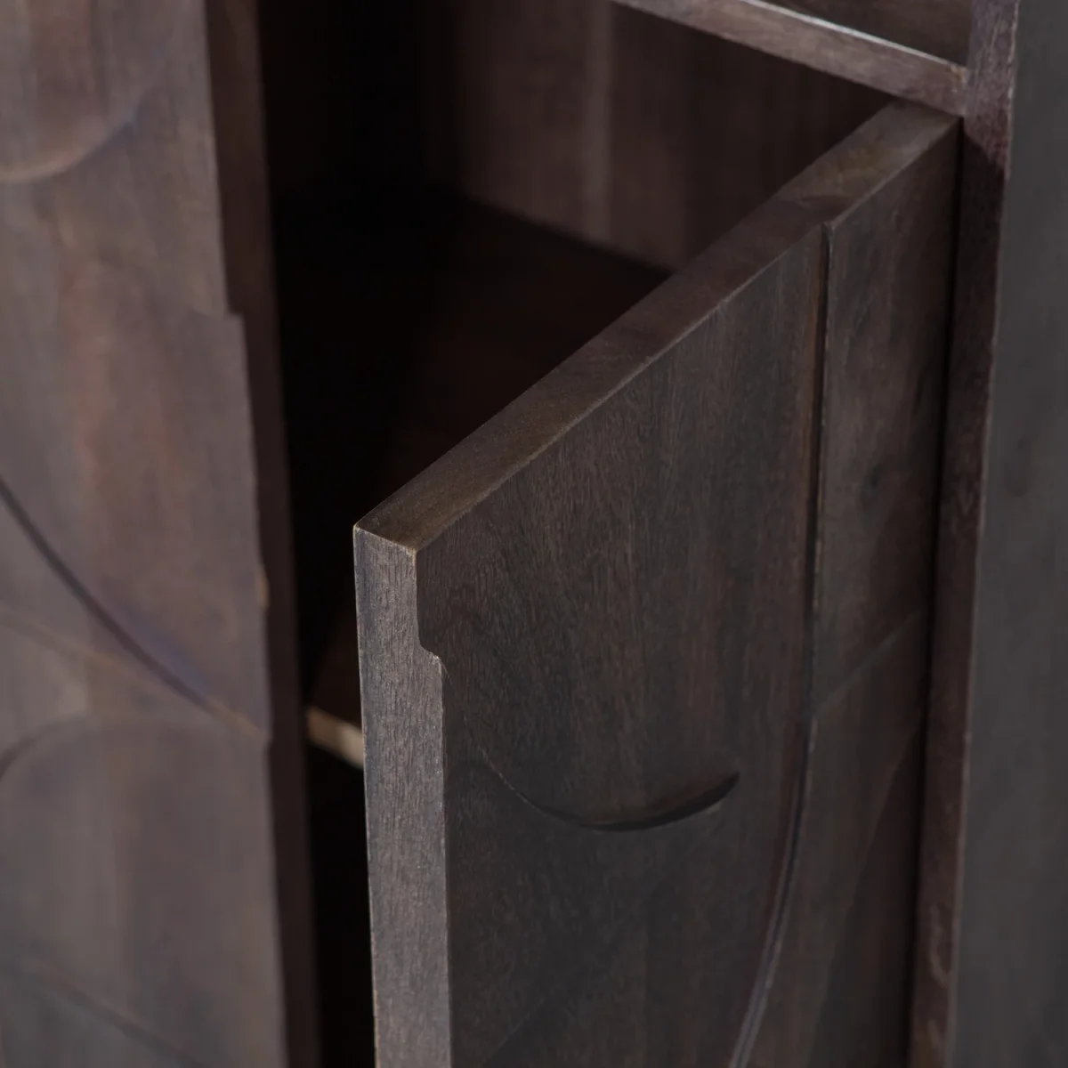 Woood Draw 4-deurs opbergkast met open vak – mango hout / walnoot - Afbeelding 7