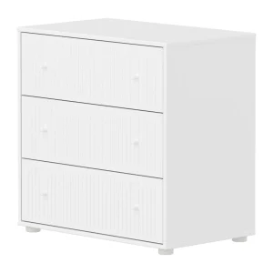 Flexa Saga commode 3 lades met witte knoppen – Wit grooves
