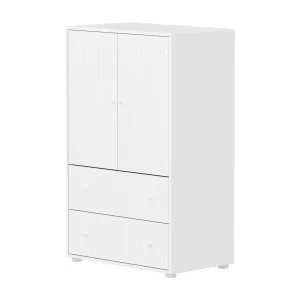 Flexa Saga kledingkast met lades en witte knoppen – Wit grooves