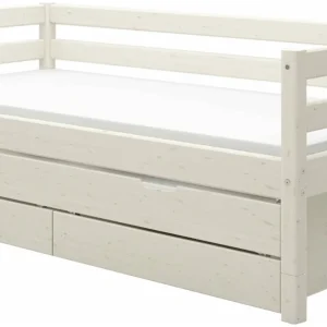 Flexa Classic bedbank met onderschuifbed en opberglades 90×200 whitewash
