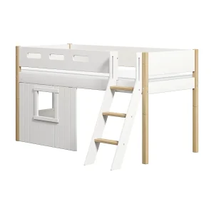 Flexa Nor boomhut halfhoogslaper schuine ladder – wit