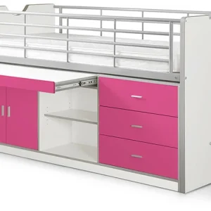 Vipack Bonny 95 Halfhoogslaper met bureau Fuchsia