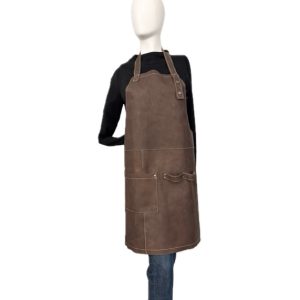 By Zitiz schort leer donkerbruin mat