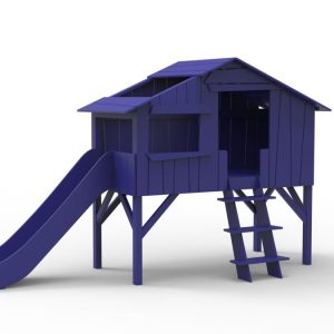 Mathy by Bols boomhut halfhoogslaper met glijbaan 90×190 – atlantisch blauw