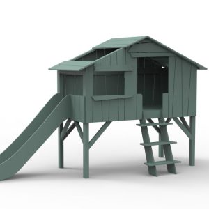 Mathy by Bols boomhut halfhoogslaper met glijbaan 90×190 – donker grijs