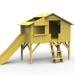 Mathy by Bols boomhut halfhoogslaper met glijbaan 90×190 – oker