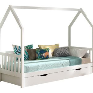 Vipack Cabane huisbed MH met bedlade 90×200 – wit