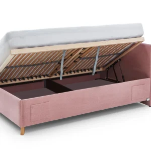 Meise Möbel Kofferbed met rugleuning Cool – 140×200 – Roze ribstof