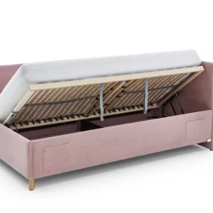 Meise Möbel Kofferbed met rugleuning Cool – 90×200 – Roze ribstof