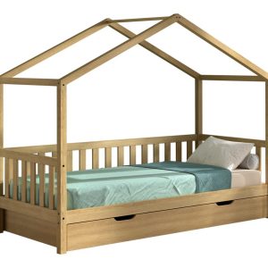 Vipack Dallas Nature huisbed MH met bedlade – massief eiken