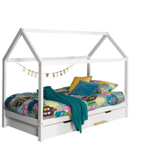 Vipack Dallas huisbed LP met bedlade – wit