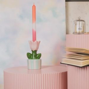 HV kandelaar tulp mint roze