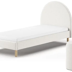 Vipack Moon bed 90×200 + nachtkastje boucle wit