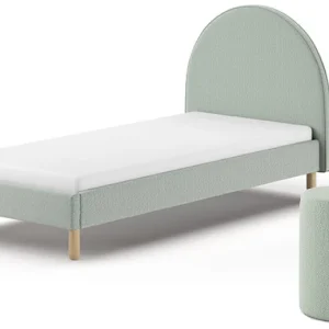 Vipack Moon bed 90×200 + nachtkastje boucle groen