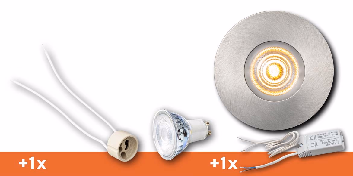<b>SET 1 SPOT</b> B DUTCH LED inbouwspot badkamer / veranda, Round Essential IP65 Aluminium (diameter 85 mm x hoogte 30 mm)incl. LED MR16 (GU5.3) lichtbron, fitting en driver.