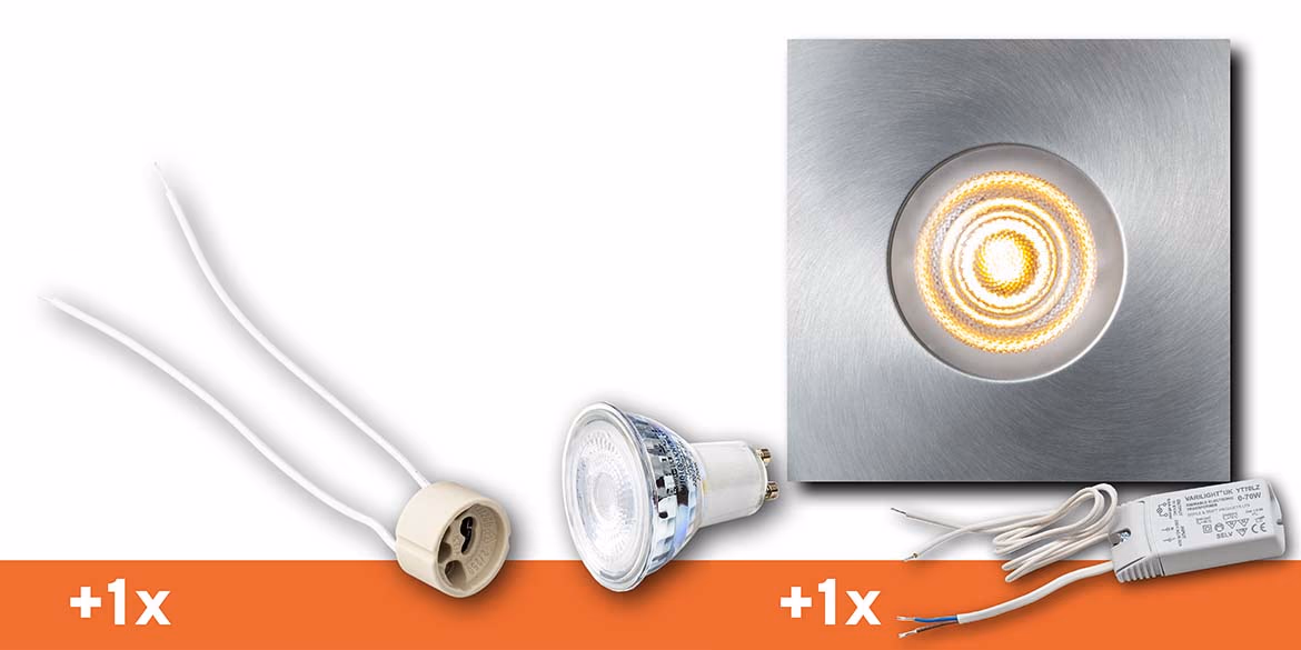 <b>SET 1 SPOT</b> B DUTCH LED inbouwspot badkamer / veranda, Square Essential IP65 Aluminium (85x85x30mm)incl. LED MR16 (GU5.3) lichtbron, fitting en driver.