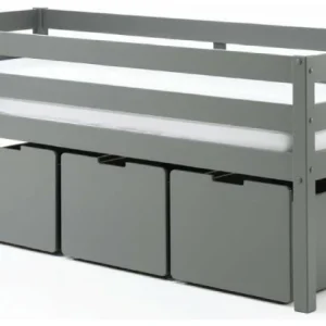 Vipack Pino halfhoogslaper laag + ladeset grijs