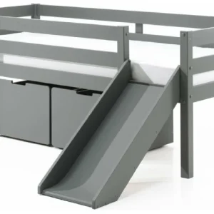 Vipack Pino halfhoogslaper laag glijbaan + ladeset grijs