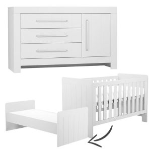 Pinio Calmo 2-delige meegroeikamer met grote commode – wit
