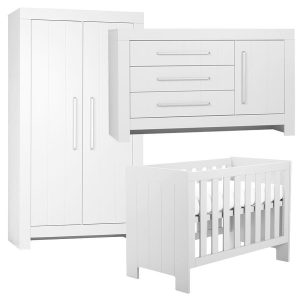 Pinio Calmo 3-delige babykamer met grote commode – wit
