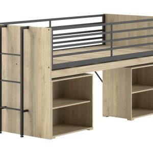 Vipack Sam halfhoogslaper met 2 boekenkasten en bureau – eiken