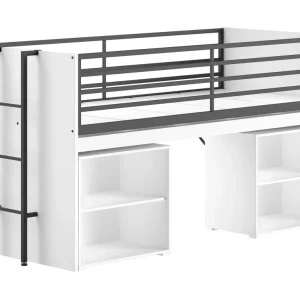 Vipack Sam halfhoogslaper met 2 boekenkasten en bureau – wit