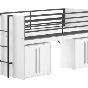 Vipack Sam halfhoogslaper met 2 opbergkasten en bureau – wit