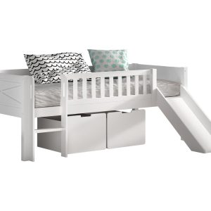 Vipack Scott halfhoogslaper laag glijbaan + ladeset wit