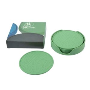 T2Q set van 6 siliconen onderzetters sagegreen