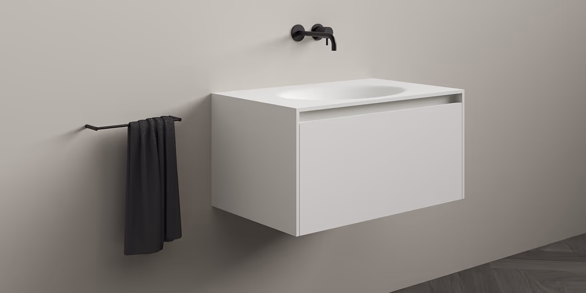 B DUTCH Juve Greep Badkamermeubel 800, 80 cm, Solid Surface Corian