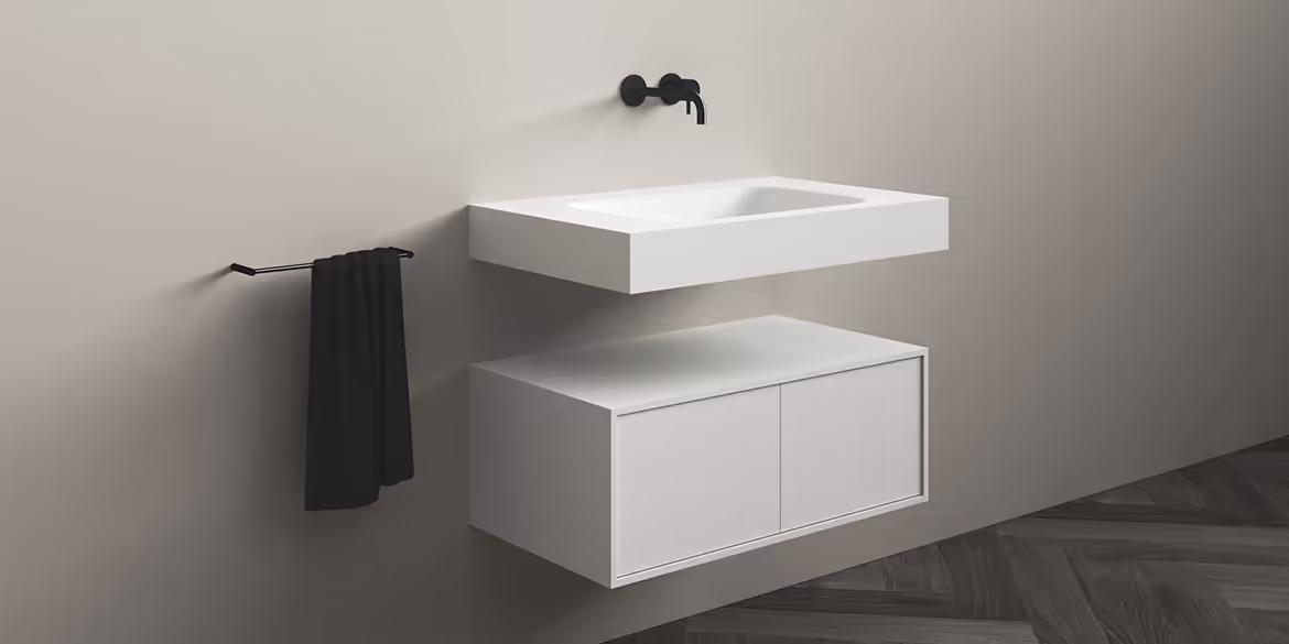 B DUTCH Siena Badkamermeubel 800, 80 cm, Solid Surface Corian