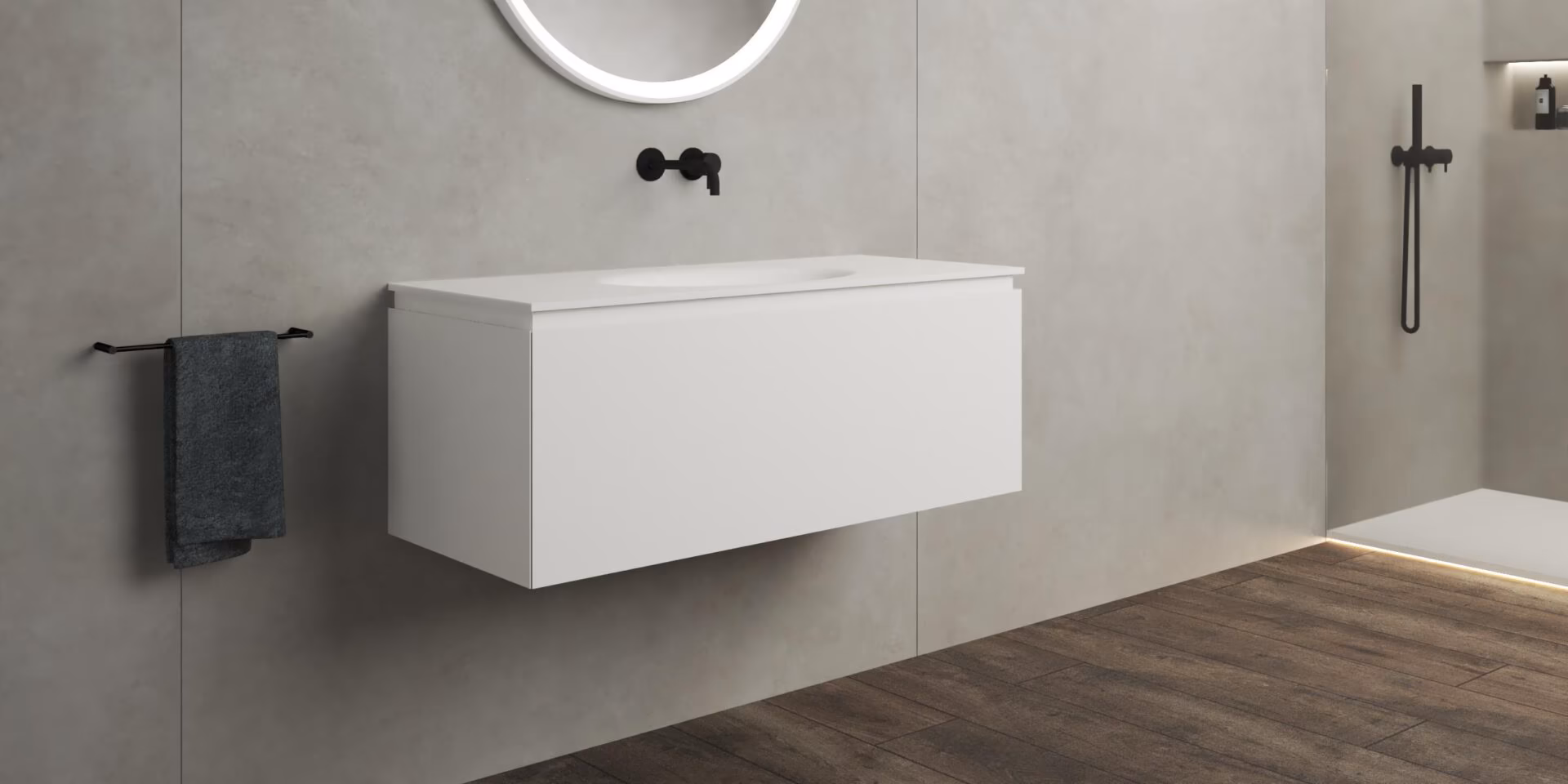 B DUTCH Sorrento Badkamermeubel 1100, 110 cm, Solid Surface Corian