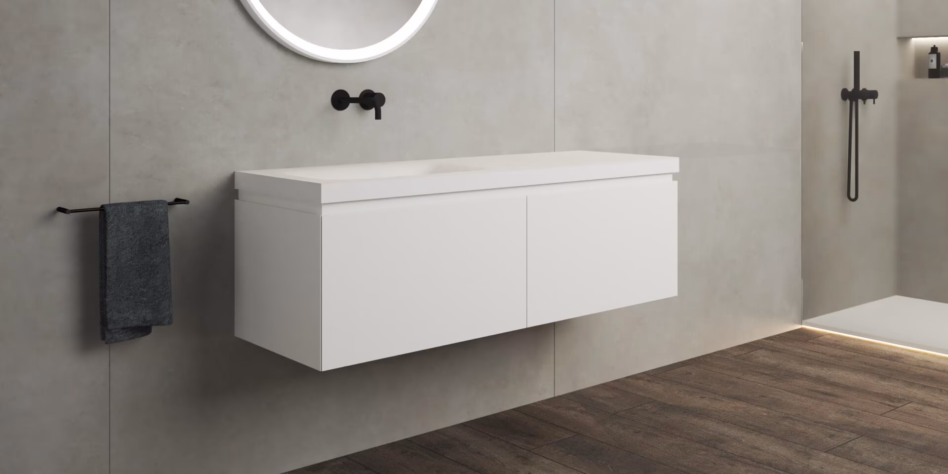 B DUTCH Sorrento Badkamermeubel 1400, 140 cm, Solid Surface Corian