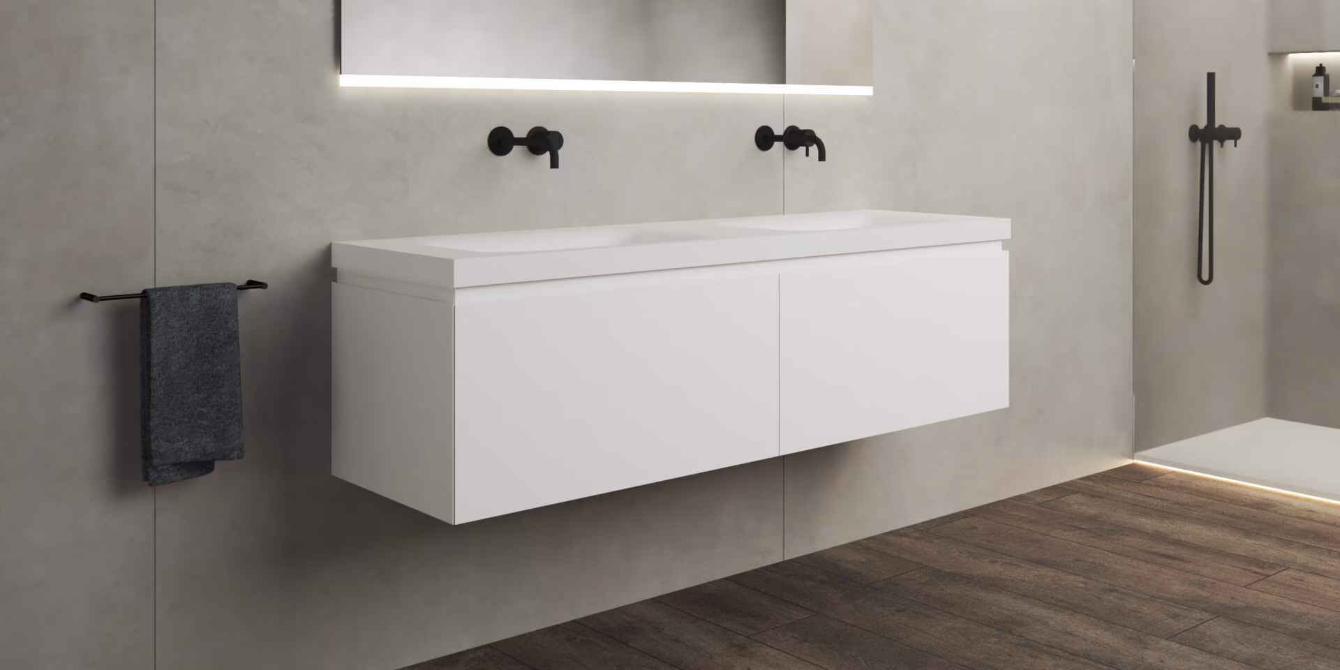 B DUTCH Sorrento Badkamermeubel 1600, 160 cm, Solid Surface Corian
