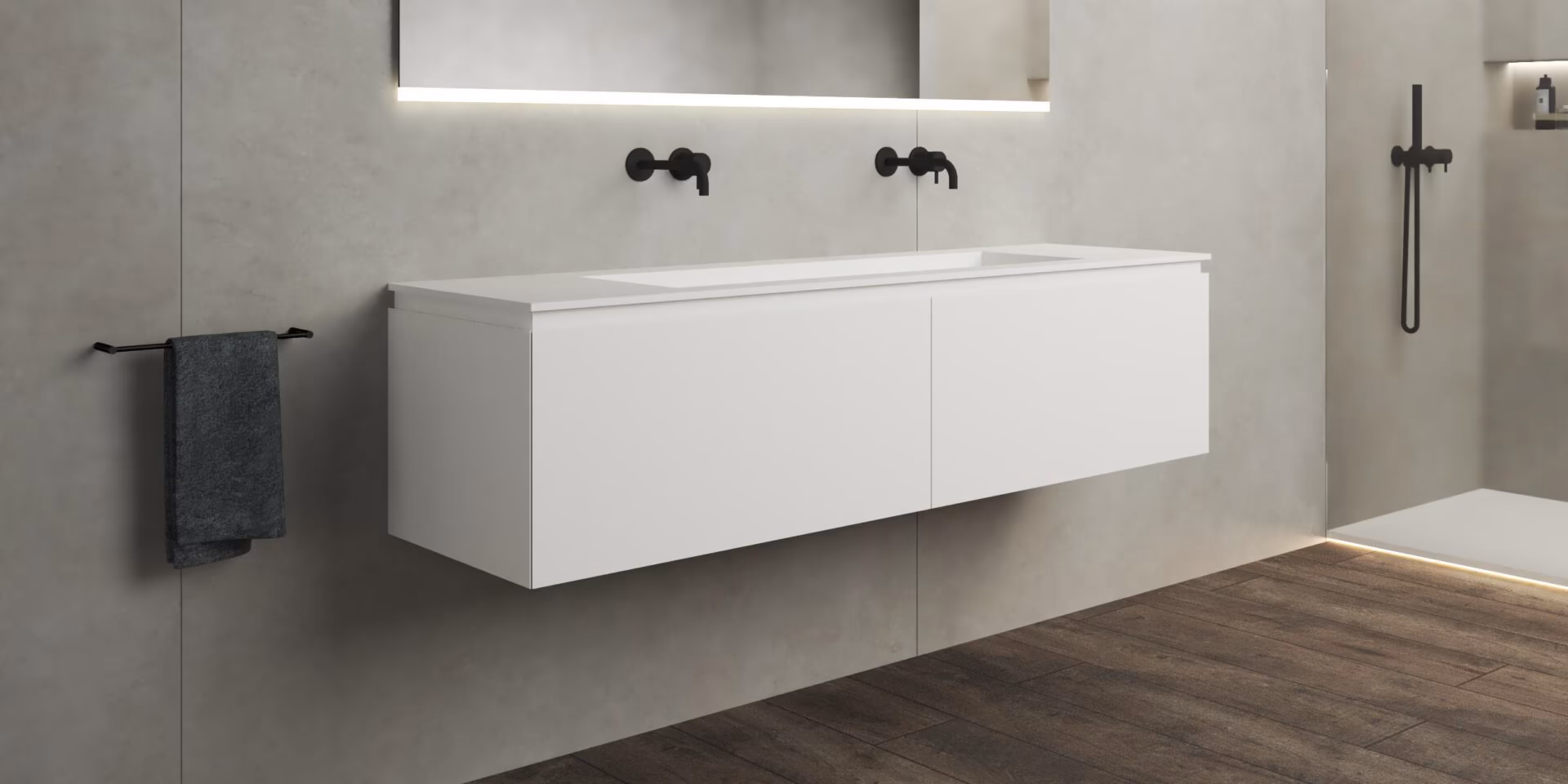 B DUTCH Sorrento Badkamermeubel 1700, 170 cm, Solid Surface Corian