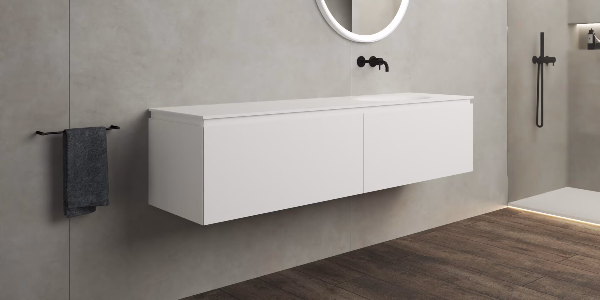 B DUTCH Sorrento Badkamermeubel 1800, 180 cm, Solid Surface Corian