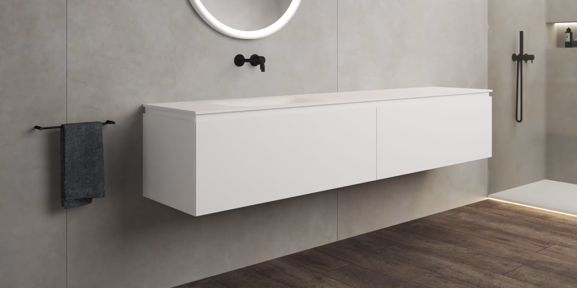 B DUTCH Sorrento Badkamermeubel 2200, 220 cm, Solid Surface Corian