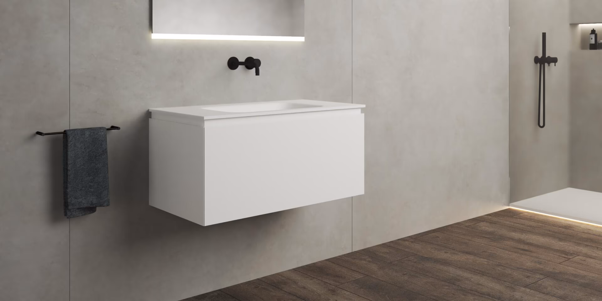 B DUTCH Sorrento Badkamermeubel 900, 90 cm, Solid Surface Corian