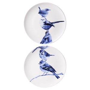 Heinen Delfts Blauw stapeltje vogels wandbord