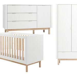 Pinio Miloo 3-delige babykamer met grote commode – wit