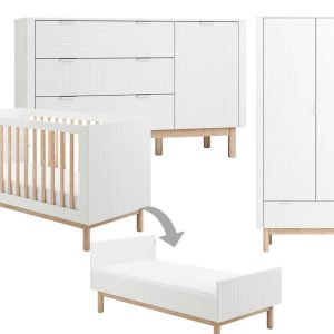 Pinio Miloo 3-delige meegroeikamer met grote commode – wit