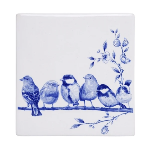 Heinen Delfts Blauw tegel bosvogels