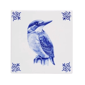 Heinen Delfts Blauw tegel ijsvogel