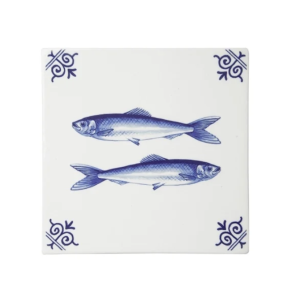 Heinen Delfts Blauw tegel Vissen